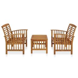 Berkfield Home 3 Piece Garden Lounge Set Solid Acacia Wood in Brown - thumbnail 2