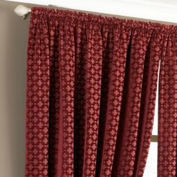 Paoletti Belmont Geometric Jacquard Pencil Pleat Curtains in Red - Size: 229 cm width x 229 cm drop - thumbnail 2