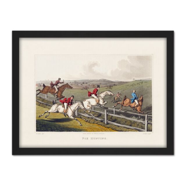 "Artery8 Wall Art Print John Heaviside Clark Fox Hunting Large Framed Wall Décor Art in Black - Size: W18"" x H24""" - image 1