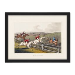 "Artery8 Wall Art Print John Heaviside Clark Fox Hunting Large Framed Wall Décor Art in Black - Size: W18"" x H24""" - thumbnail 1
