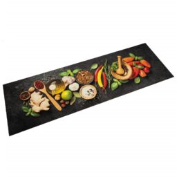 Berkfield Home Kitchen Rug Washable Spices 60x180 cm Velvet in Black