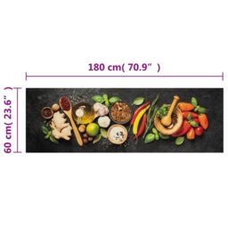 Berkfield Home Kitchen Rug Washable Spices 60x180 cm Velvet in Black - thumbnail 5