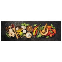 Berkfield Home Kitchen Rug Washable Spices 60x180 cm Velvet in Black - thumbnail 2