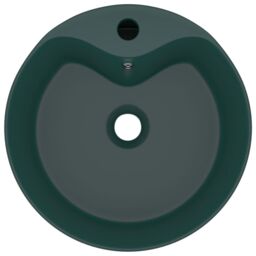 Berkfield Home Luxury Wash Basin with Overflow Matt Dark Green 36x13 cm Ceramic - thumbnail 3