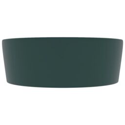 Berkfield Home Luxury Wash Basin with Overflow Matt Dark Green 36x13 cm Ceramic - thumbnail 4