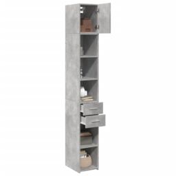 Berkfield Home Slim Storage Cabinet Concrete Grey 30x42.5x225 cm Engineered Wood - thumbnail 3