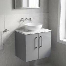Balterley Level 600mm Wall Hung 2 Door Unit with Laminate Worktop Satin Grey - thumbnail 3