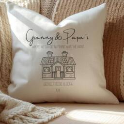 Aye Do Gifts Personalised Granny's House Cushion - Grandads, Grans, Aunties in Cream - Size: 40 cm x 40 cm - thumbnail 3