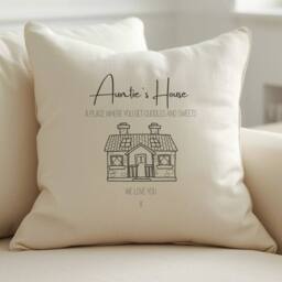 Aye Do Gifts Personalised Granny's House Cushion - Grandads, Grans, Aunties in Cream - Size: 40 cm x 40 cm - thumbnail 2