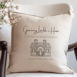 Aye Do Gifts Personalised Granny's House Cushion - Grandads, Grans, Aunties in Cream - Size: 40 cm x 40 cm