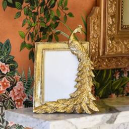 "Madison & Mayfair Antique Gold Peacock Photo Frame 4x6""" - thumbnail 1
