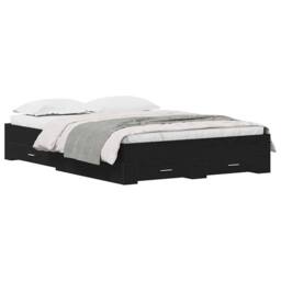 Berkfield Home Stunning Bed Frame with Drawers Black oak Engineered wood 140 x 190 cm