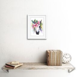 "Artery8 Wall Art Print Unicorn with Flower Wreath Art Framed 9x7 inch in White - Size: W7"" x H9""" - thumbnail 2