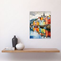 "Artery8 Wall Art Print Isle of Mull Calm Tobermory Bay Colourful Houses Poster Picture - Size: W18"" x H24""" - thumbnail 4