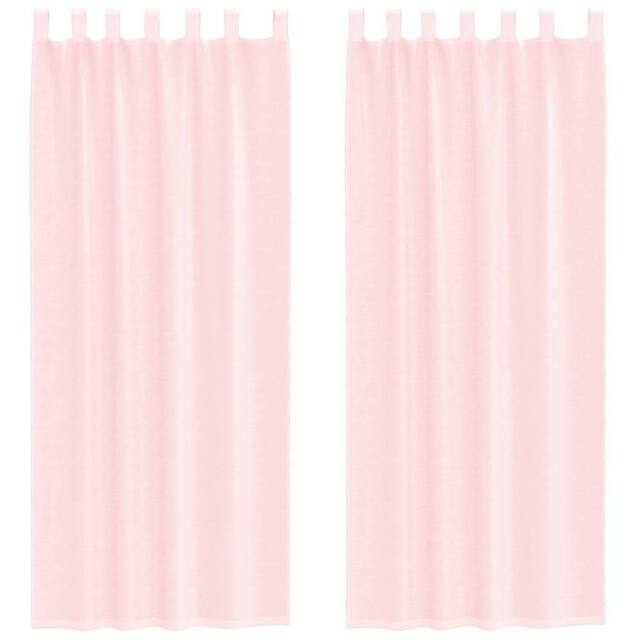 Berkfield Home Voile Curtains with Rod Pockets 2 pcs Light Pink - image 1