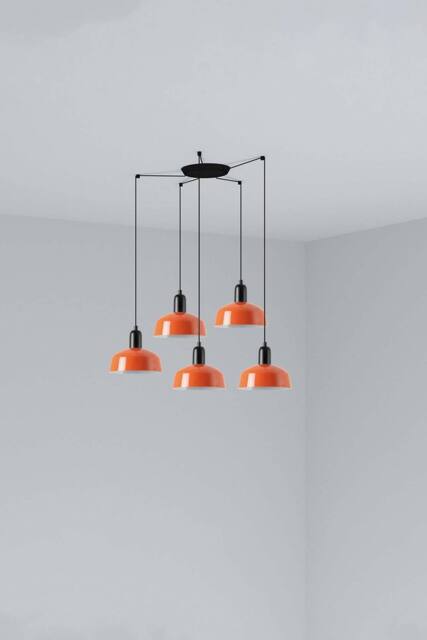 Netlighting Tatawin Small Cluster Pendant Black Gloss Reddish Orange 5x E27