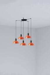 Netlighting Tatawin Small Cluster Pendant Black Gloss Reddish Orange 5x E27