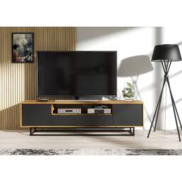 Creative Furniture Rift Loft TV Unit 200cm - Dark Oak & Black - thumbnail 2