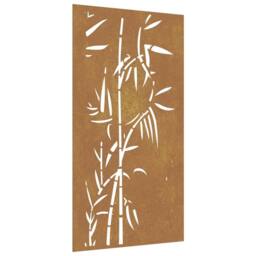 Berkfield Home Garden Wall Decoration 105x55 cm Corten Steel Bamboo Design in Brown