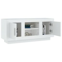 Berkfield Home TV Cabinet White 102x35x45 cm Engineered Wood - Size: 102 x 35 x 45 cm - thumbnail 4