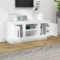 Berkfield Home TV Cabinet White 102x35x45 cm Engineered Wood - Size: 102 x 35 x 45 cm - thumbnail 3