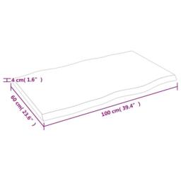 Berkfield Home Table Top Dark Grey 100x60x(2-4) cm Treated Solid Wood Live Edge in Dark Brown - thumbnail 9