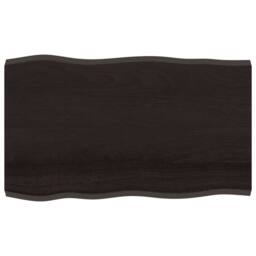 Berkfield Home Table Top Dark Grey 100x60x(2-4) cm Treated Solid Wood Live Edge in Dark Brown - thumbnail 3