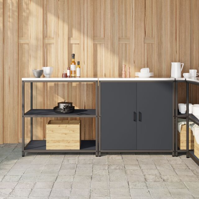 Berkfield Home with Shelf with Storage with Door Adjustable 2 pcs Anthracite Cold-rolled steel - image 1