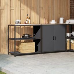Berkfield Home with Shelf with Storage with Door Adjustable 2 pcs Anthracite Cold-rolled steel - thumbnail 4