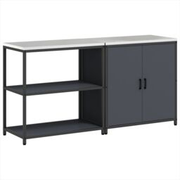 Berkfield Home with Shelf with Storage with Door Adjustable 2 pcs Anthracite Cold-rolled steel - thumbnail 2