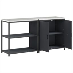 Berkfield Home with Shelf with Storage with Door Adjustable 2 pcs Anthracite Cold-rolled steel - thumbnail 7