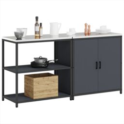 Berkfield Home with Shelf with Storage with Door Adjustable 2 pcs Anthracite Cold-rolled steel - thumbnail 3
