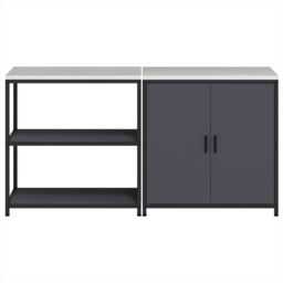 Berkfield Home with Shelf with Storage with Door Adjustable 2 pcs Anthracite Cold-rolled steel - thumbnail 8