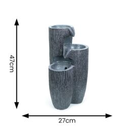 ValueLights Solar Powered Outdoor Cascading Water Feature Fountain in Grey - thumbnail 6