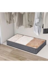 Living and Home 2pcs Fabric Clothes Quilt Storage Box with Handles Organizer in Dark Grey