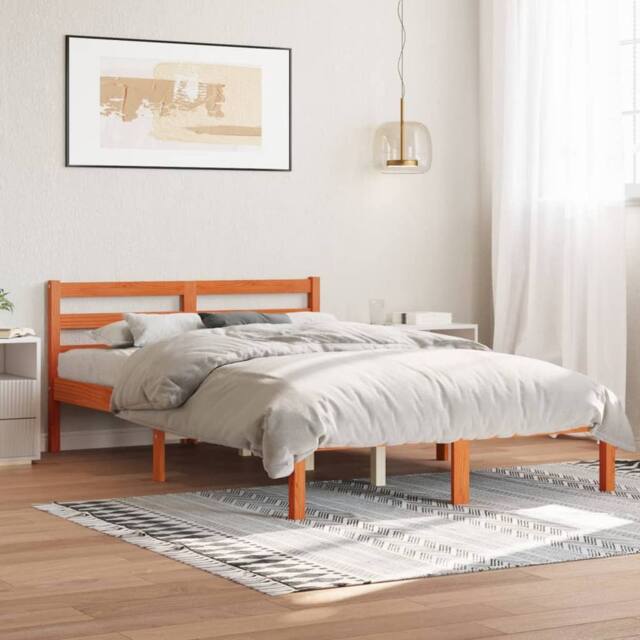 Berkfield Home Bed Frame without Mattress Wax Brown 140x200 cm Solid Wood Pine - image 1