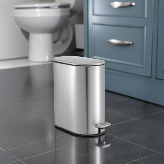 Showerdrape Fortuna 5L Soft Close Bathroom Pedal Bin White in Silver - image 1