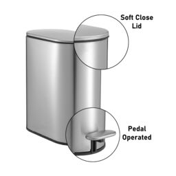 Showerdrape Fortuna 5L Soft Close Bathroom Pedal Bin White in Silver - thumbnail 2