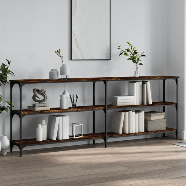 Berkfield Home Console Table Smoked Oak 200x29x75 cm Engineered Wood in Brown - Size: 200 x 29 x 75 cm - image 1