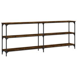 Berkfield Home Console Table Smoked Oak 200x29x75 cm Engineered Wood in Brown - Size: 200 x 29 x 75 cm - thumbnail 2