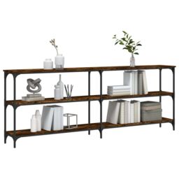 Berkfield Home Console Table Smoked Oak 200x29x75 cm Engineered Wood in Brown - Size: 200 x 29 x 75 cm - thumbnail 3