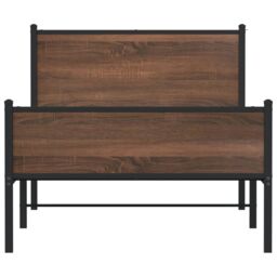 Berkfield Home Metal Bed Frame without Mattress Brown Oak 107x203 cm - thumbnail 5