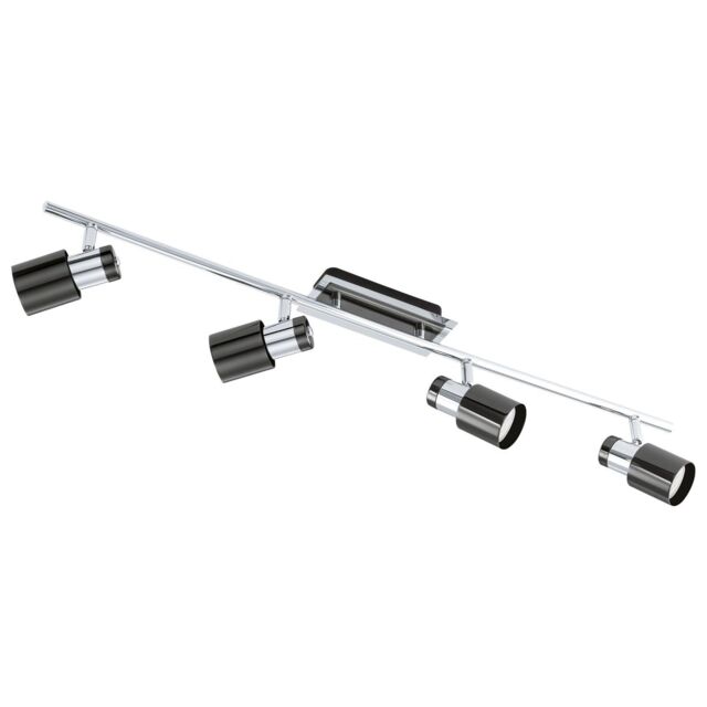 Loops Flush Ceiling 4 Spot Lights Track Back Plate & Shade Nickel Black Bulb GU10 4x5W in Metallics - image 1