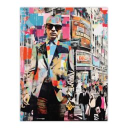 Artery8 Wall Art Print New York Fashion Advert Collage Artwork Busy Metropolitan City Street Business Man Vibrant Colourful Bold Pop Art Modern - thumbnail 1