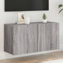 Berkfield Home TV Cabinet Wall-mounted Grey Sonoma 80x30x41 cm - Size: 80 x 30 x 41 cm - thumbnail 2