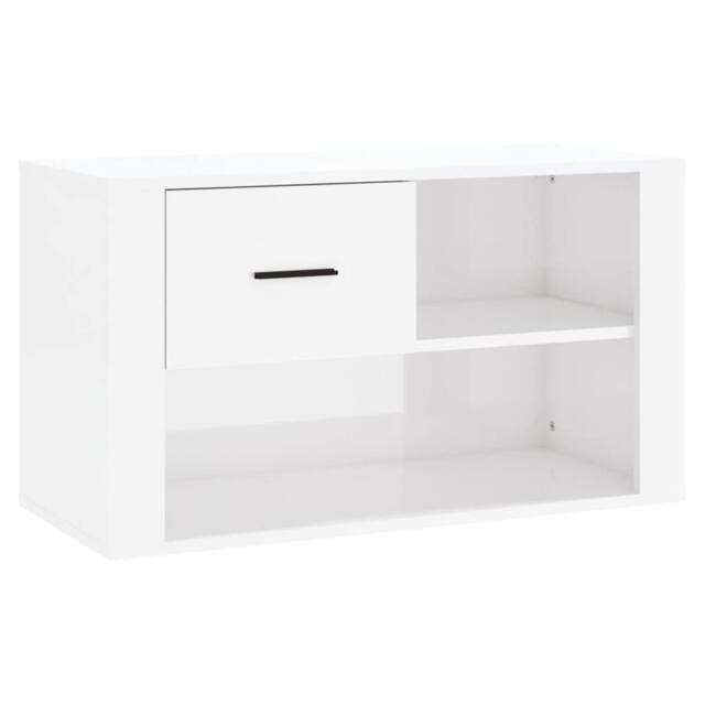 Berkfield Home Shoe Cabinet High Gloss White 80x35x45 cm Engineered Wood - Size: 80 x 35 x 45 cm - image 1