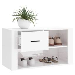 Berkfield Home Shoe Cabinet High Gloss White 80x35x45 cm Engineered Wood - Size: 80 x 35 x 45 cm - thumbnail 4
