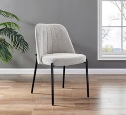 Modish Furnishing Adele Set Of 2 Light Grey Boucle Dining Chair With Black Legs - thumbnail 2