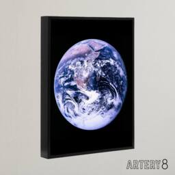 "Artery8 Space NASA Earth Apollo 17 Blue Marble Framed Canvas Wall Art Print - Size: W24"" x H32""" - thumbnail 2