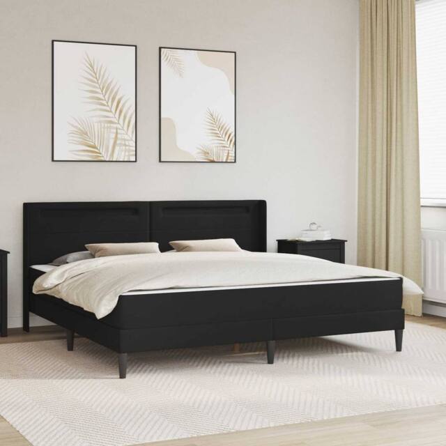 Berkfield Home Bed Frame with LED Strip Lights Black 180 x 200 cm Faux Leather - image 1